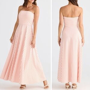 Brave + True Rave Strapless Pink and White Maxi Dress Medium